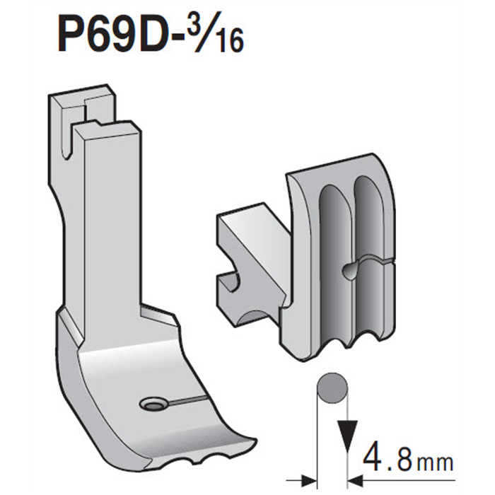 Pied double passepoil, perles P69D 3/16" (4,8mm) Pied double passepoil, perles P69D 3/16" (4,8mm)