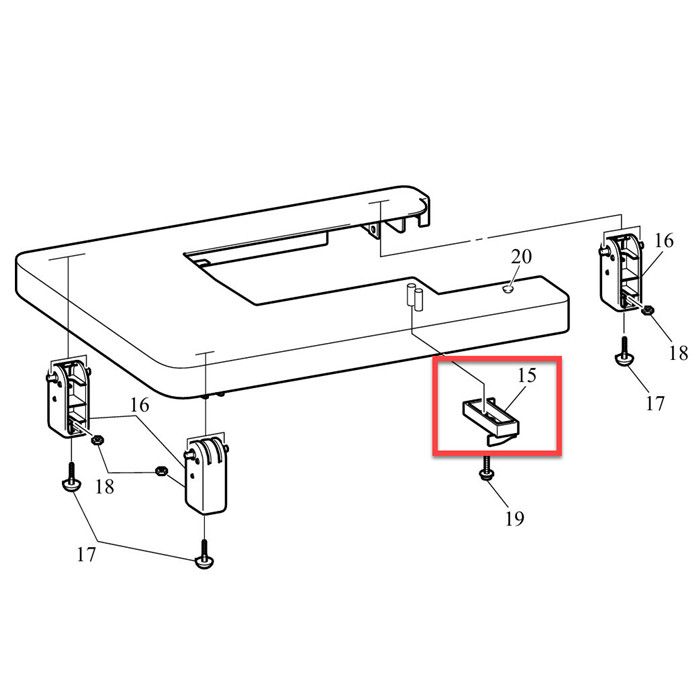 Plaque de fixation A sous table d'extension WT7 BROTHER Plaque de fixation A sous table d'extension WT7 BROTHER