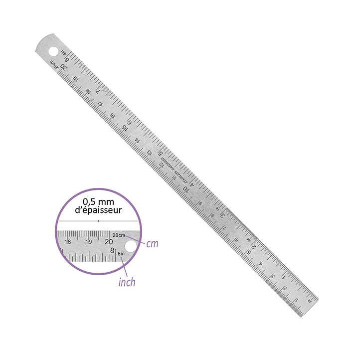 Règle métallique extra plate 20cm/8inch Règle métallique extra plate 20cm/8inch