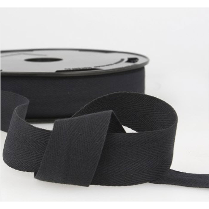 Sergé coton noir 50 mm au mètre Sergé coton noir 50 mm au mètre