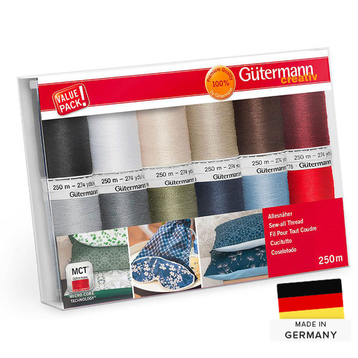 Set 12 fils à coudre 250m Gütermann Set 12 fils à coudre 250m Gütermann