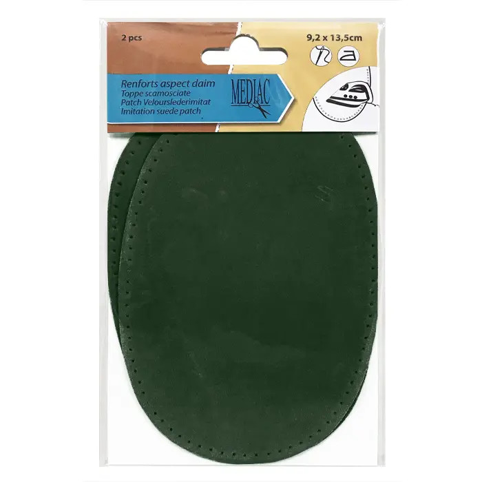 Set 2 renforts à coudre imitation daim - Vert foncé Set 2 renforts à coudre imitation daim - Vert foncé