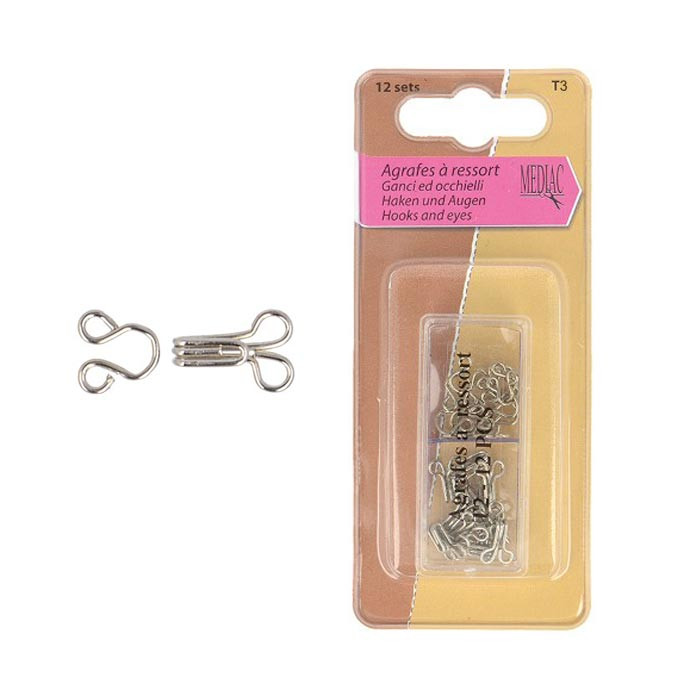 Set de 12 agrafes à ressort T3 argent Set de 12 agrafes à ressort T3 argent