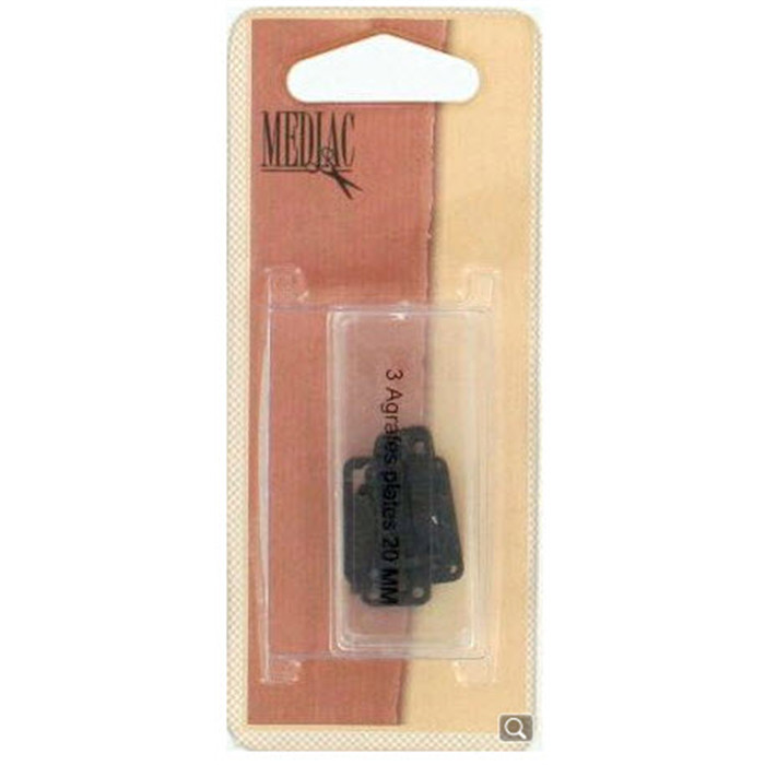 Set de 3 agrafes plates noires 20mm Set de 3 agrafes plates noires 20mm