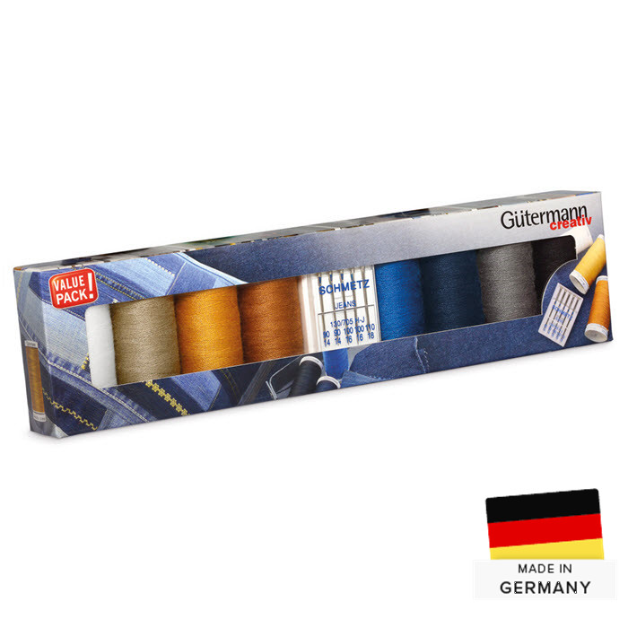 Set de 8 fils à coudre Gutermann Denim 100m Set de 8 fils à coudre Gutermann Denim 100m