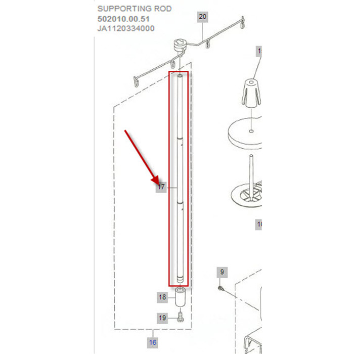 Tige métallique d'antenne guide-fil pour surjeteuse Tige métallique d'antenne guide-fil pour surjeteuse