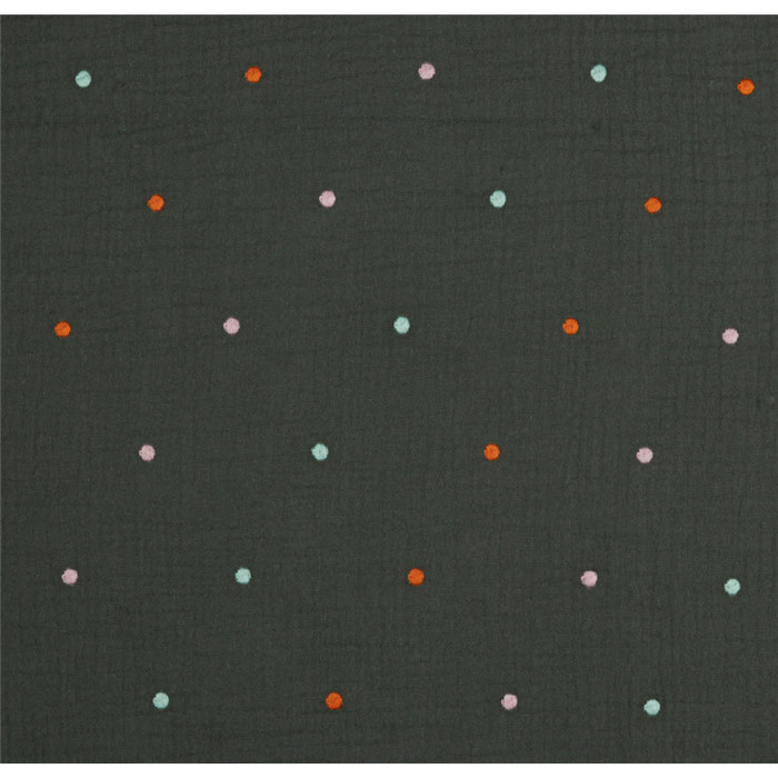 Tissu double gaze "Dots" par 50cm Tissu double gaze "Dots" par 50cm