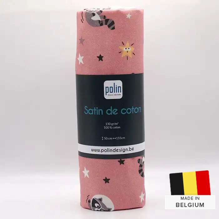 Tissu Satin de Coton Raton rose 50x155cm Tissu Satin de Coton Raton rose 50x155cm
