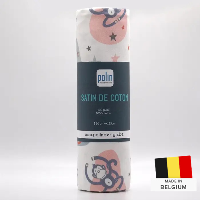 Tissu Satin de Coton Singe 50x155cm Tissu Satin de Coton Singe 50x155cm