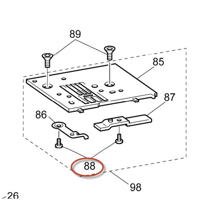 Vis support doigt arrêt, plaque aiguille Brother Vis support doigt arrêt, plaque aiguille Brother