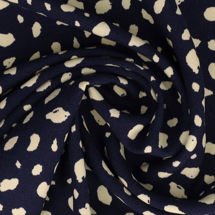 Viscose Marine Pois Blanc 140cm par 50cm Viscose Marine Pois Blanc 140cm par 50cm