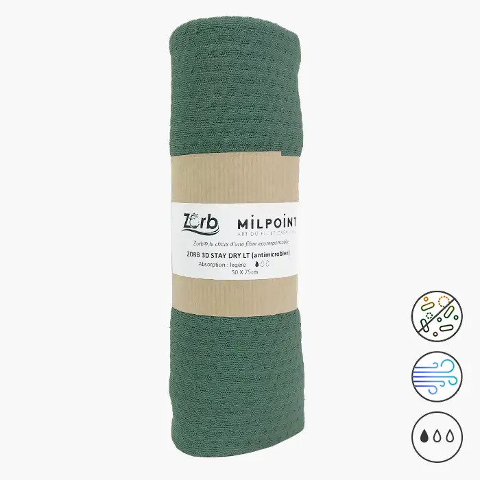 Zorb StayDry antimicrobien léger vert - Coupon 50x75cm Zorb StayDry antimicrobien léger vert - Coupon 50x75cm